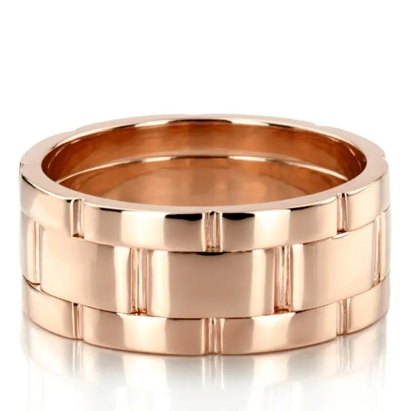 10K pink gold 10.5mm. high polish fancy-carved-contemporary-wedding-ring - alternate view 5