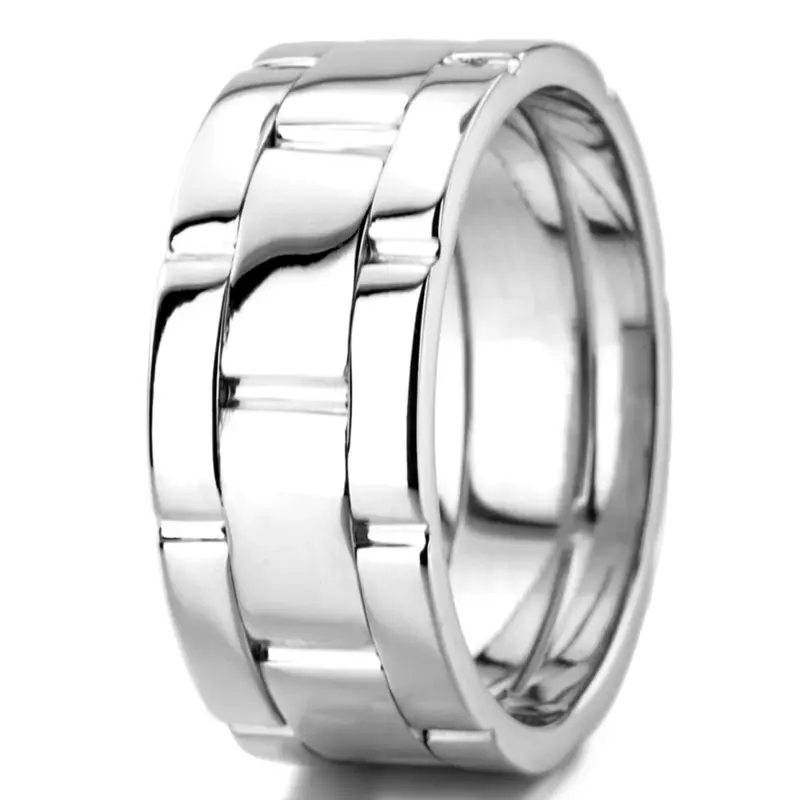 10K white gold 10.5mm. high polish fancy-carved-contemporary-wedding-ring - alternate view 9