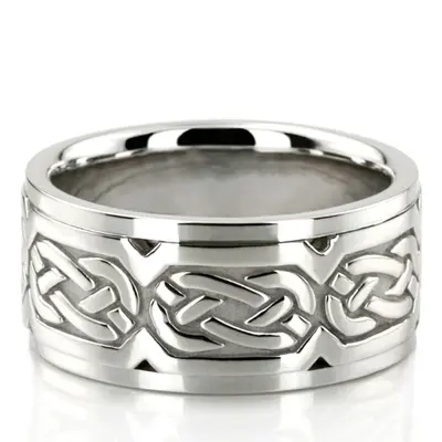 Sturdy Celtic Wedding Ring  - view 1 of 8