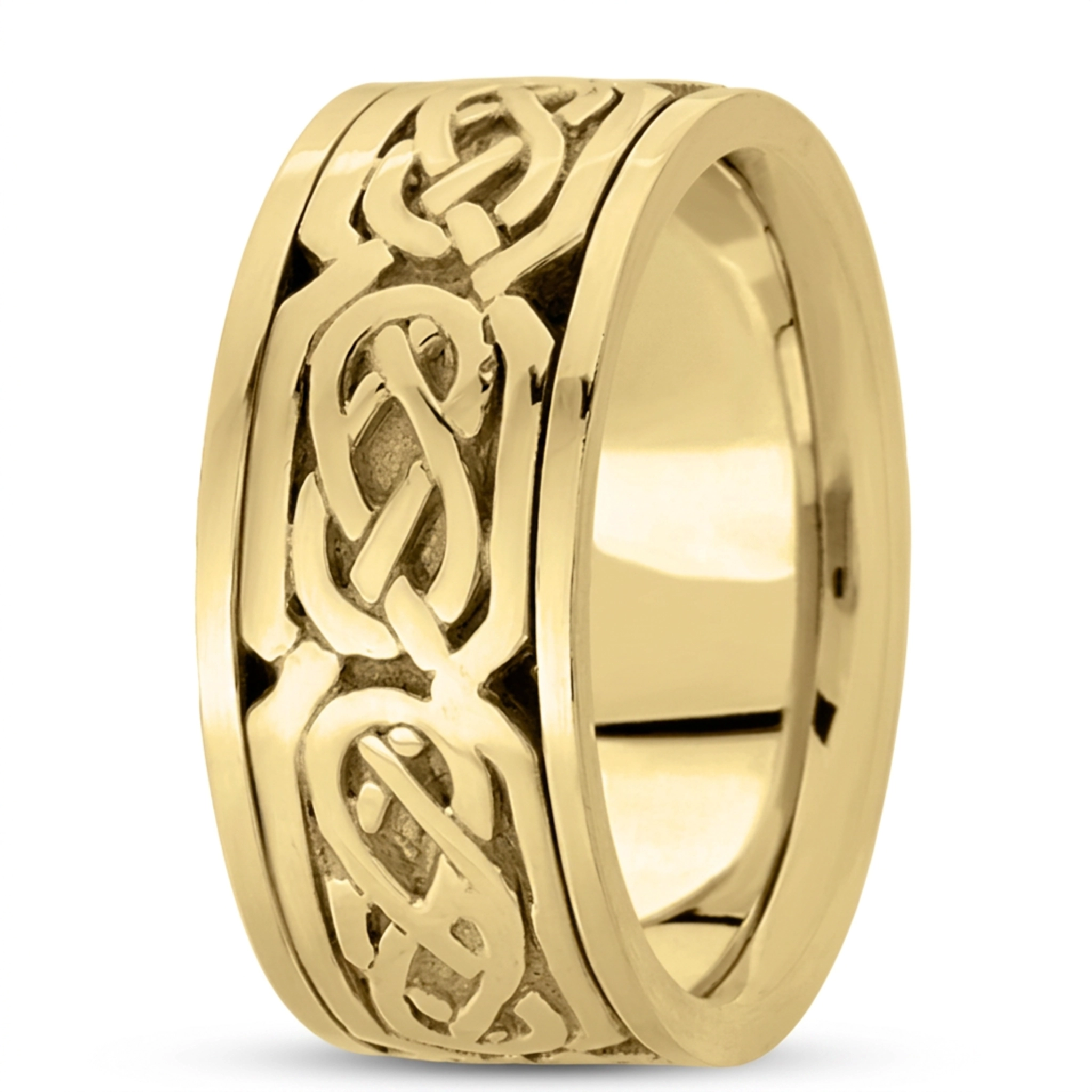 10K yellow gold 10mm. high polish hand-made-celtic-wedding-band - alternate view 5