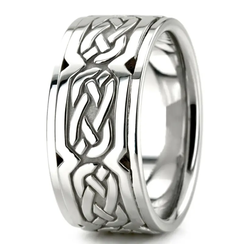 10K white gold 10mm. high polish hand-made-celtic-wedding-band - alternate view 5