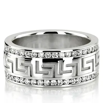 Greek Key Diamond Wedding Ring - view 1 of 6