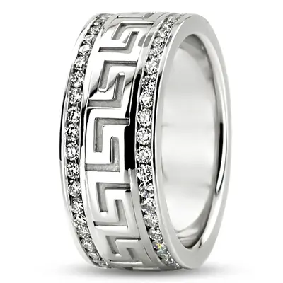 Greek Key Diamond Wedding Ring - view 6 of 6