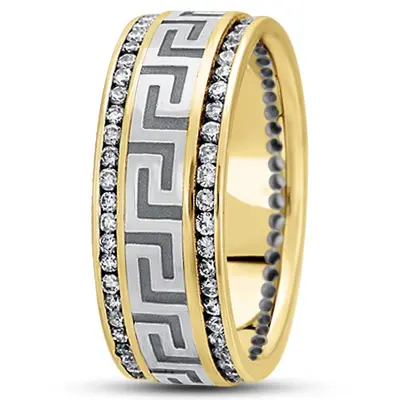 Greek Key Diamond Wedding Ring - view 3 of 6
