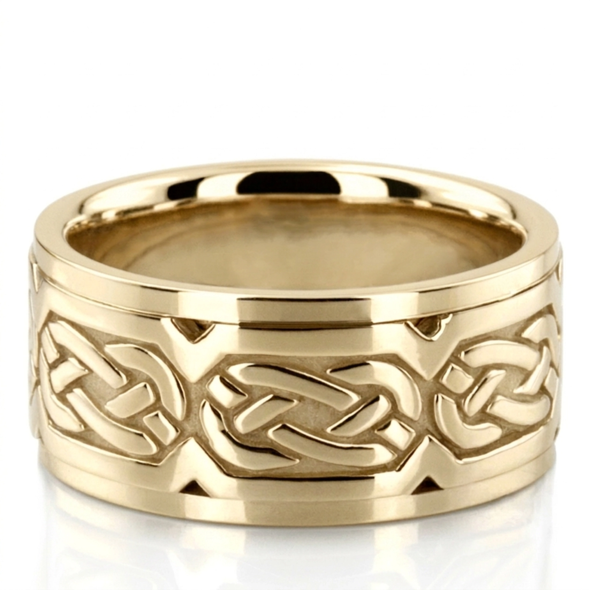 10K yellow gold 10mm. high polish hand-made-celtic-wedding-band - alternate view 3