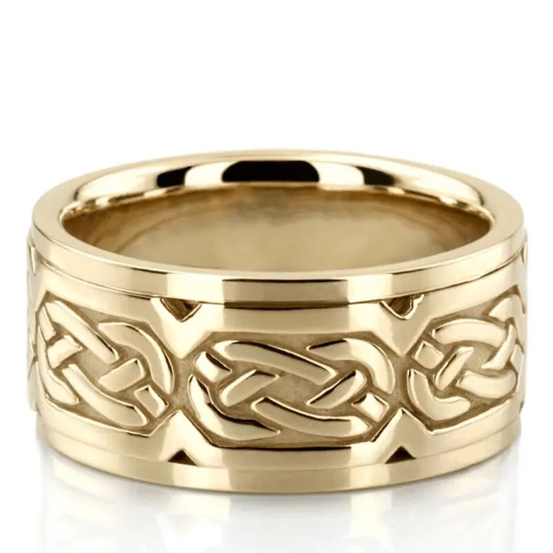 10K yellow gold 10mm. high polish hand-made-celtic-wedding-band - alternate view 3
