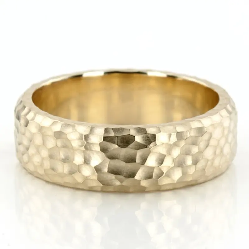 10K yellow gold 7mm. hammer Euro-Hammer-Finish-Wedding-Band - alternate view 2