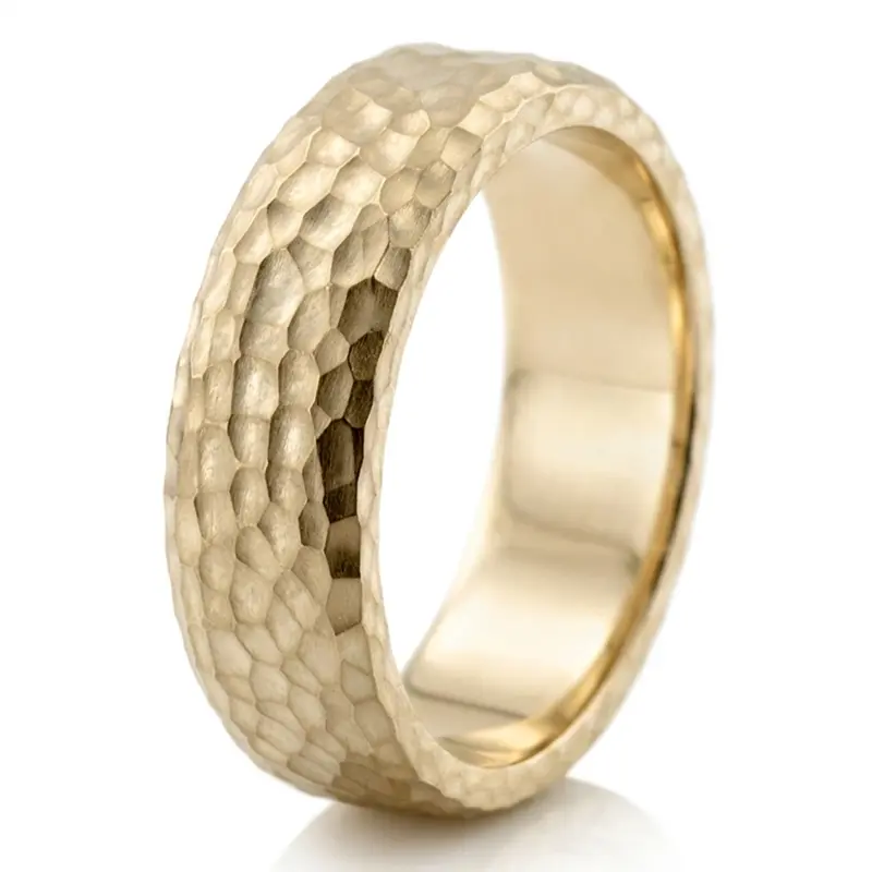10K yellow gold 7mm. hammer Euro-Hammer-Finish-Wedding-Band - alternate view 3