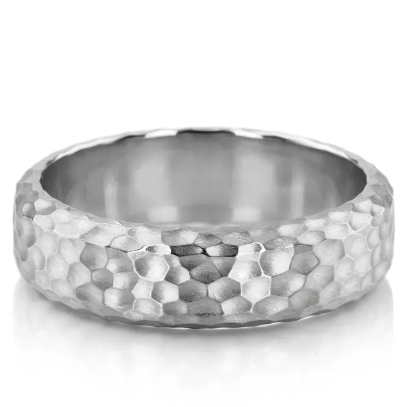 10K white gold 7mm. hammer Euro-Hammer-Finish-Wedding-Band - main view