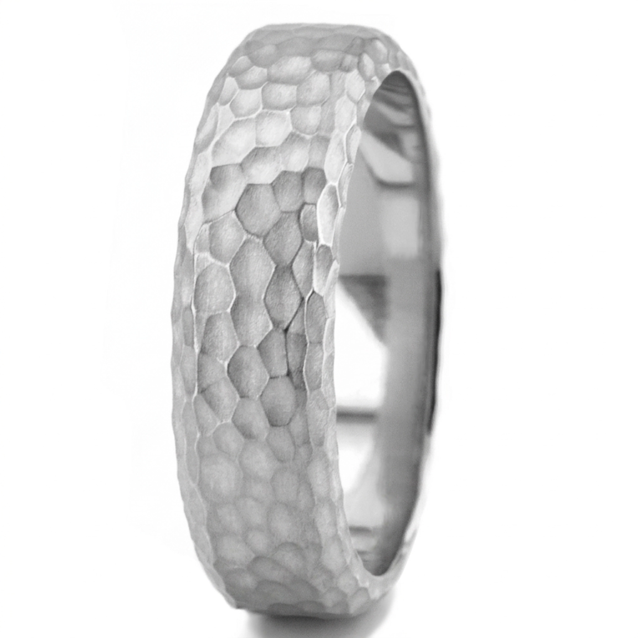 10K white gold 7mm. hammer Euro-Hammer-Finish-Wedding-Band - alternate view 4