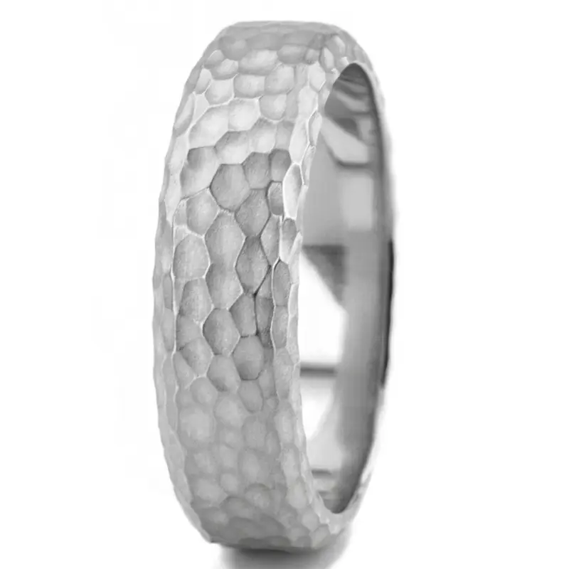 10K white gold 7mm. hammer Euro-Hammer-Finish-Wedding-Band - alternate view 4
