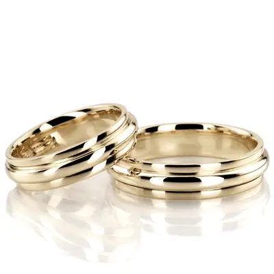 Round Shiny Diamond Carved Wedding Ring Set - view 3 of 3