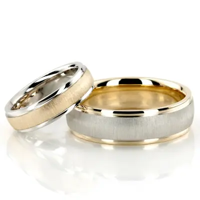 Brushed Basic Designer Wedding Band Set - view 2 of 6