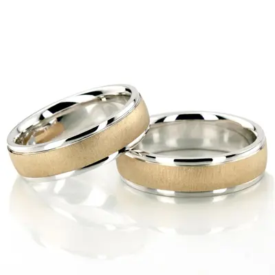 Brushed Basic Designer Wedding Band Set - view 6 of 6