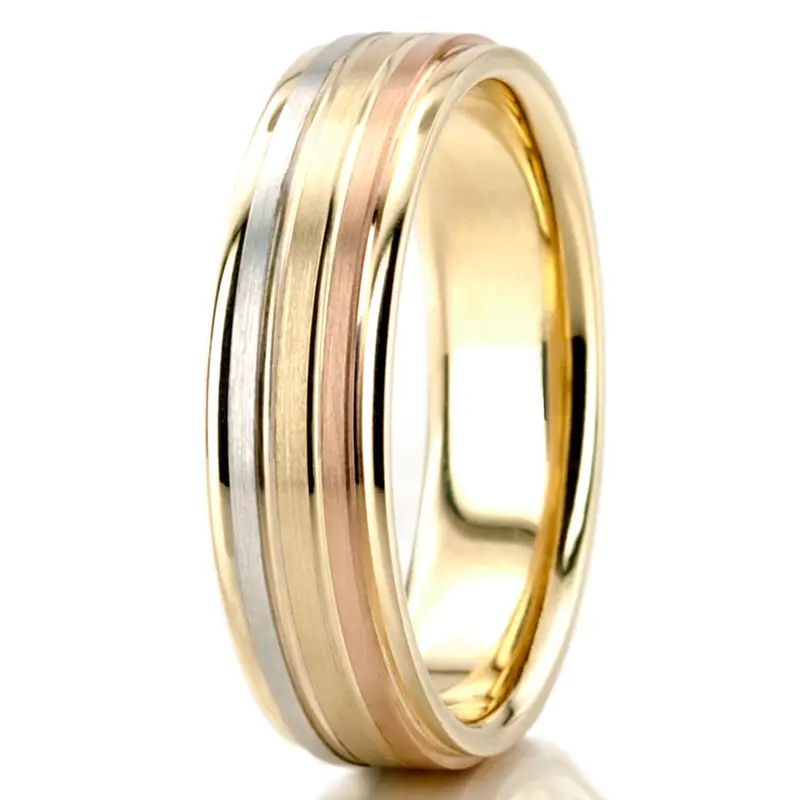 18K same as picture gold 6.5mm satin finish two-tone-wedding-band - alternate view 2