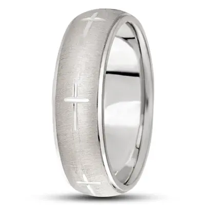 Exquisite Cross Carved Design Wedding Ring  - view 4 of 8
