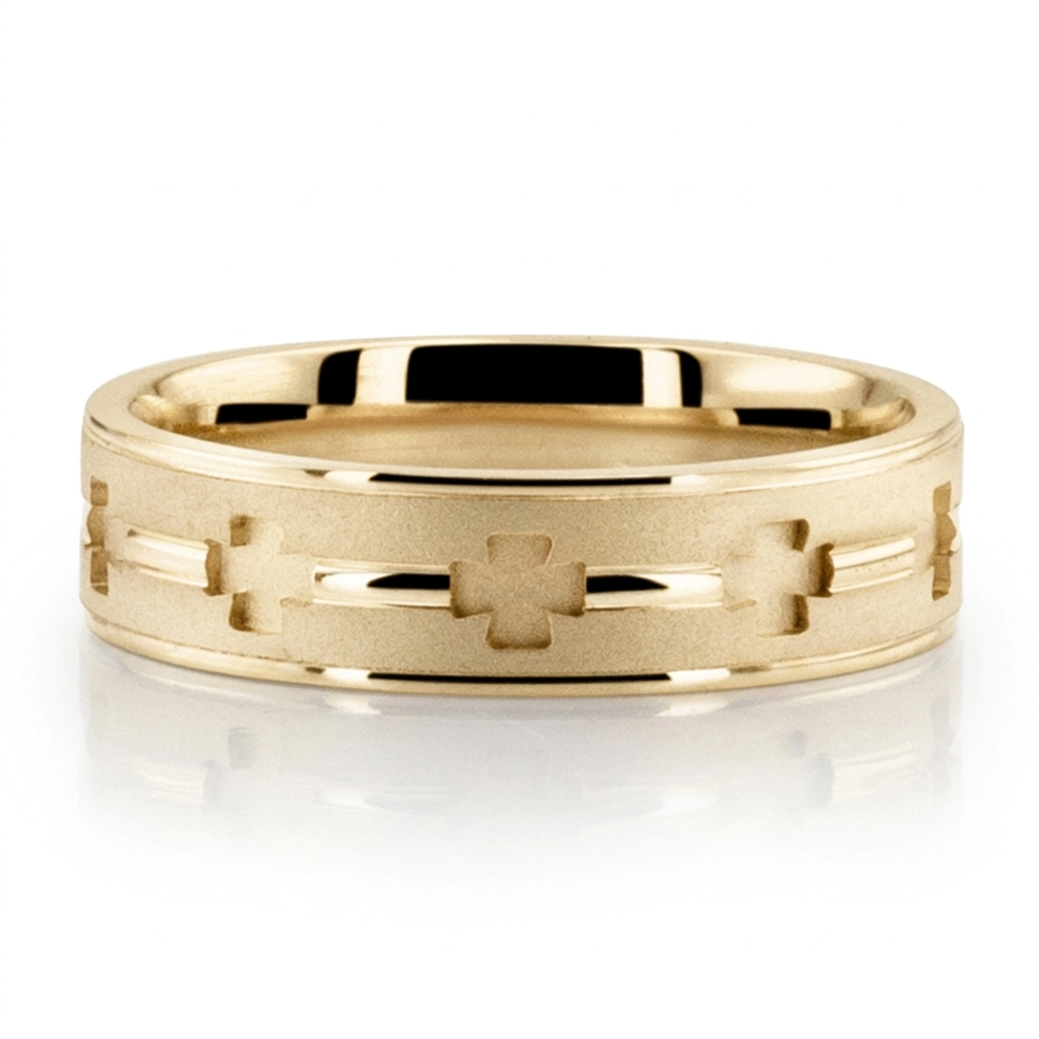 10K yellow gold 6mm. same as picture Cut-Out Cross Design Religious Ring - alternate view 5