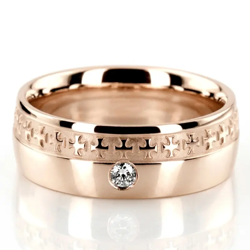 platinum 8mm. high polish Christian-Diamond-Wedding-Band - alternate view 3
