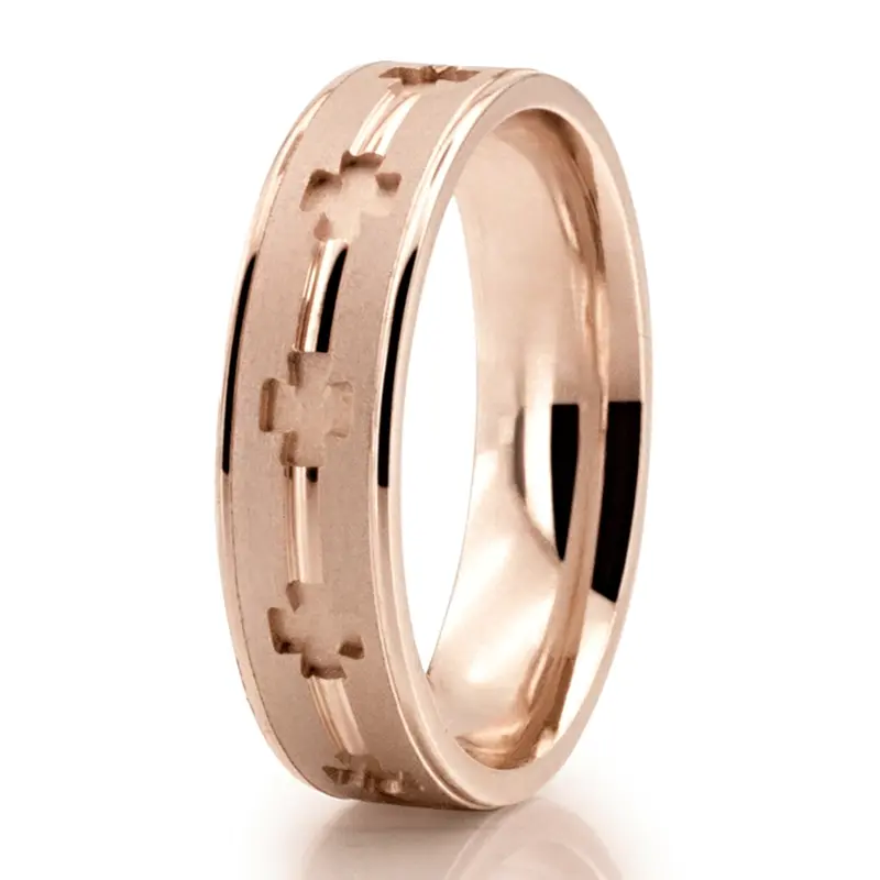 10K pink gold 6mm. same as picture Cut-Out Cross Design Religious Ring - alternate view 2