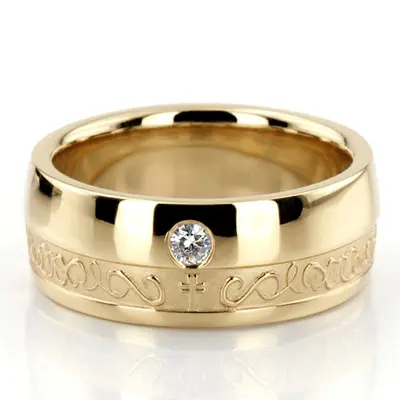 Traditional Cross Diamond Wedding Ring - view 3 of 6
