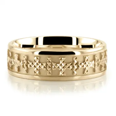 Carved Cross Heritage Wedding Ring - view 5 of 5