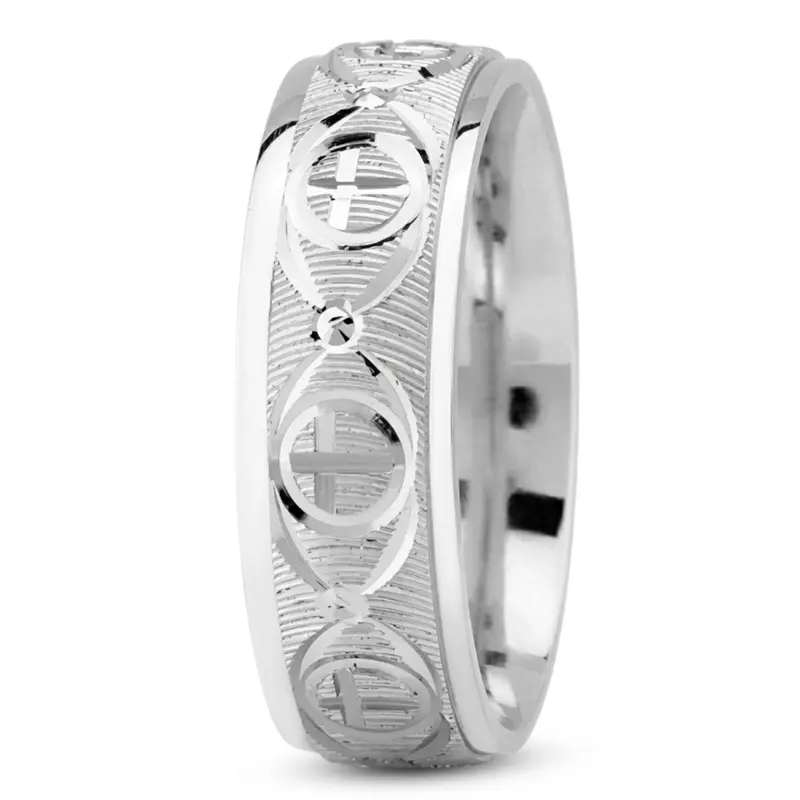 14K white gold 7mm. same as picture Refined-Cross-Wedding-Ring - alternate view 6