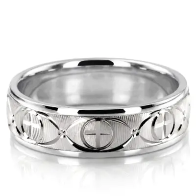 Refined Cross Wedding Ring - view 3 of 9