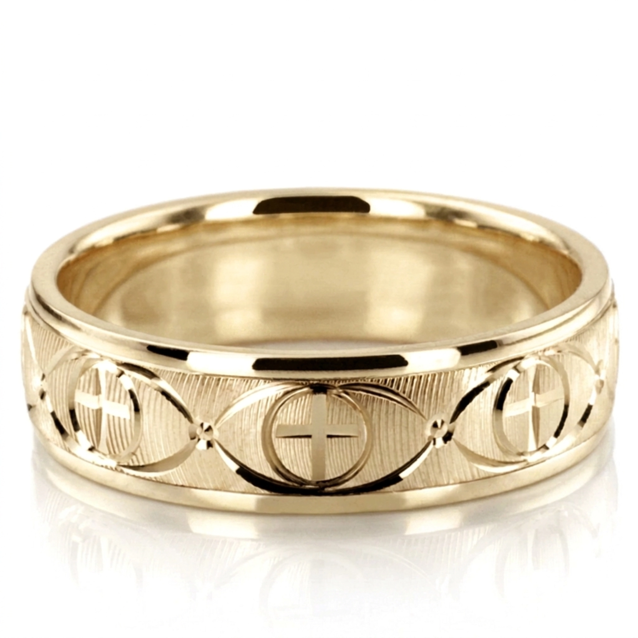10K yellow gold 7mm. same as picture Refined-Cross-Wedding-Ring - alternate view 4
