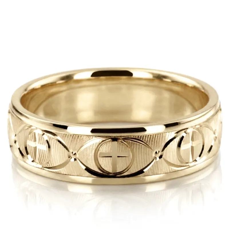14K yellow gold 7mm. same as picture Refined-Cross-Wedding-Ring - alternate view 4