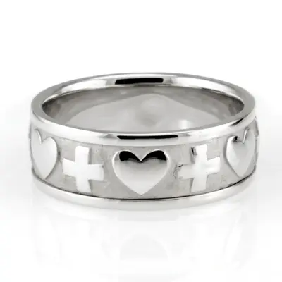 Cross & Heart Christian Wedding Ring  - view 2 of 5