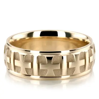 Fine Cross Religious Wedding Ring  - view 2 of 6