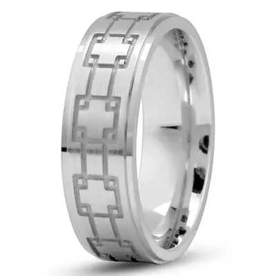 Unique Cross Pattern Wedding Ring - view 3 of 5