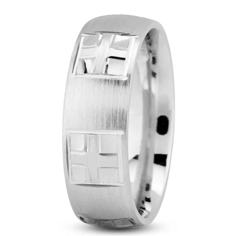 14K white gold 7mm. satin Modest-Christian-Wedding-Band - main view