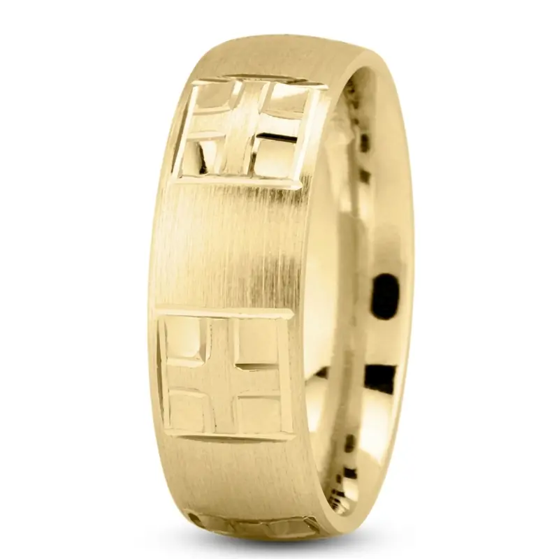 14K yellow gold 7mm. satin Modest-Christian-Wedding-Band - alternate view 2