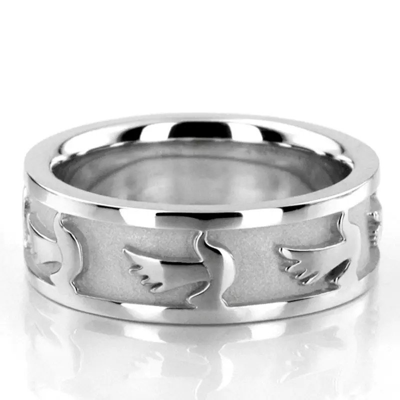 10K white gold 7mm. same as picture hand-made-religious-wedding-band - alternate view 5