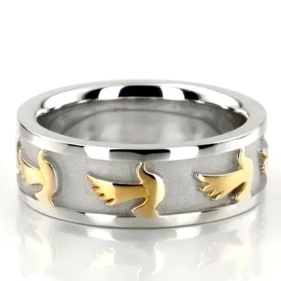Dove Motif Religious Wedding Ring  - view 2 of 5