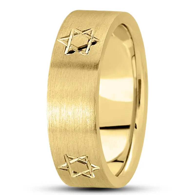 10K yellow gold 7mm. same as picture basic-carved-religious-wedding-band - alternate view 2