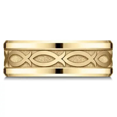 Benchmark 8mm Drop Bevel Ichthys Design Band - view 5 of 5
