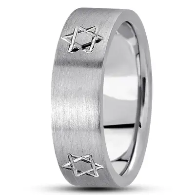 Jewish David's Star Wedding Band  - view 1 of 3