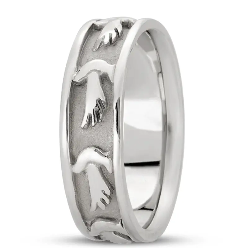 10K white gold 7mm. same as picture hand-made-religious-wedding-band - alternate view 3