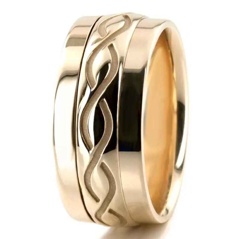 10K yellow gold 10mm. high polish hand-made-celtic-wedding-band - alternate view 7