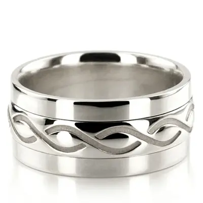 Exquisite Incised Celtic Wedding Band  - view 4 of 9