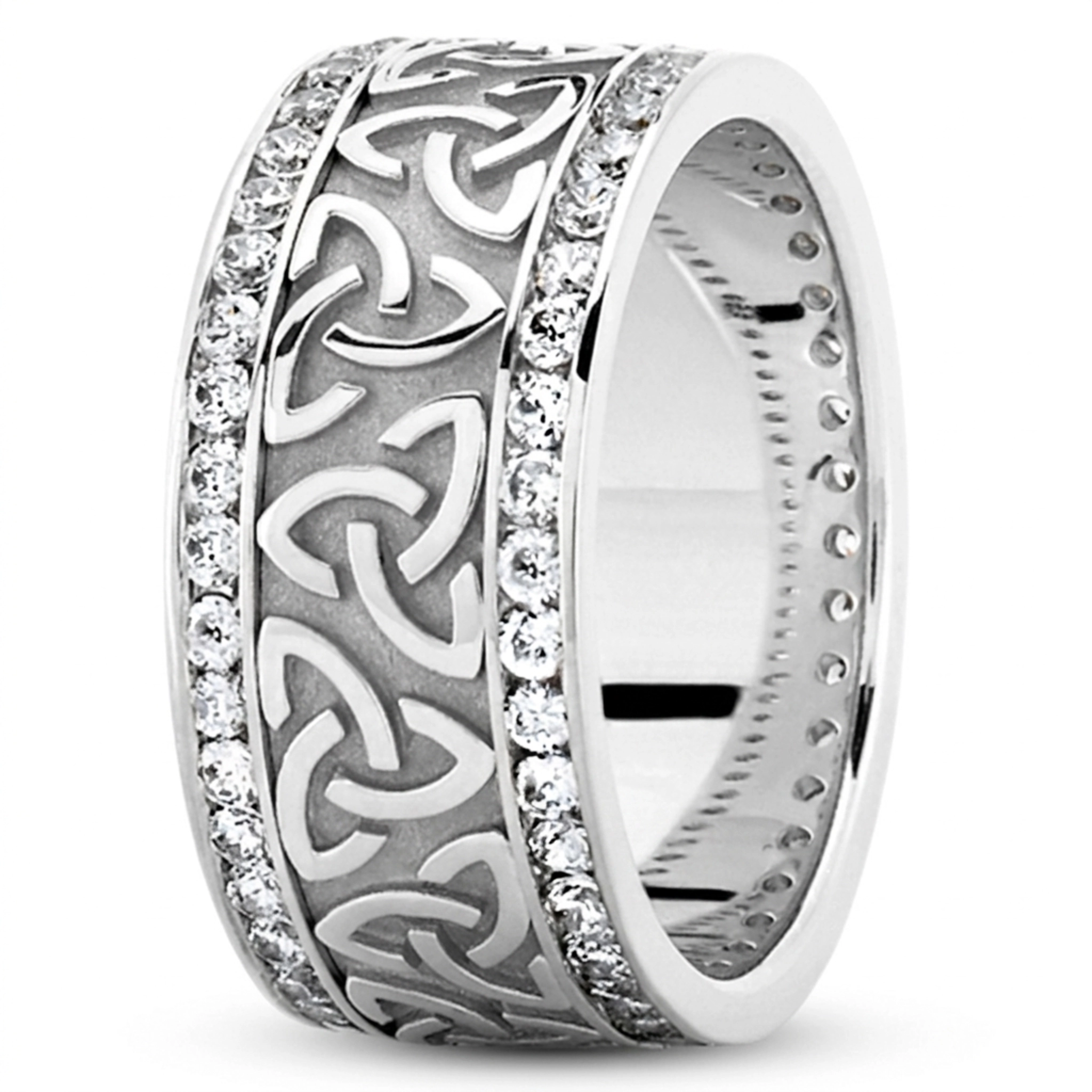 10K white gold 9mm. high polish All-Around-Diamond-Celtic-Wedding-Ring - alternate view 5