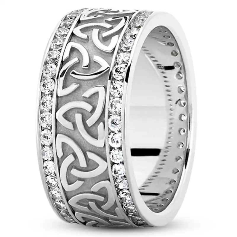 10K white gold 9mm. high polish All-Around-Diamond-Celtic-Wedding-Ring - alternate view 5