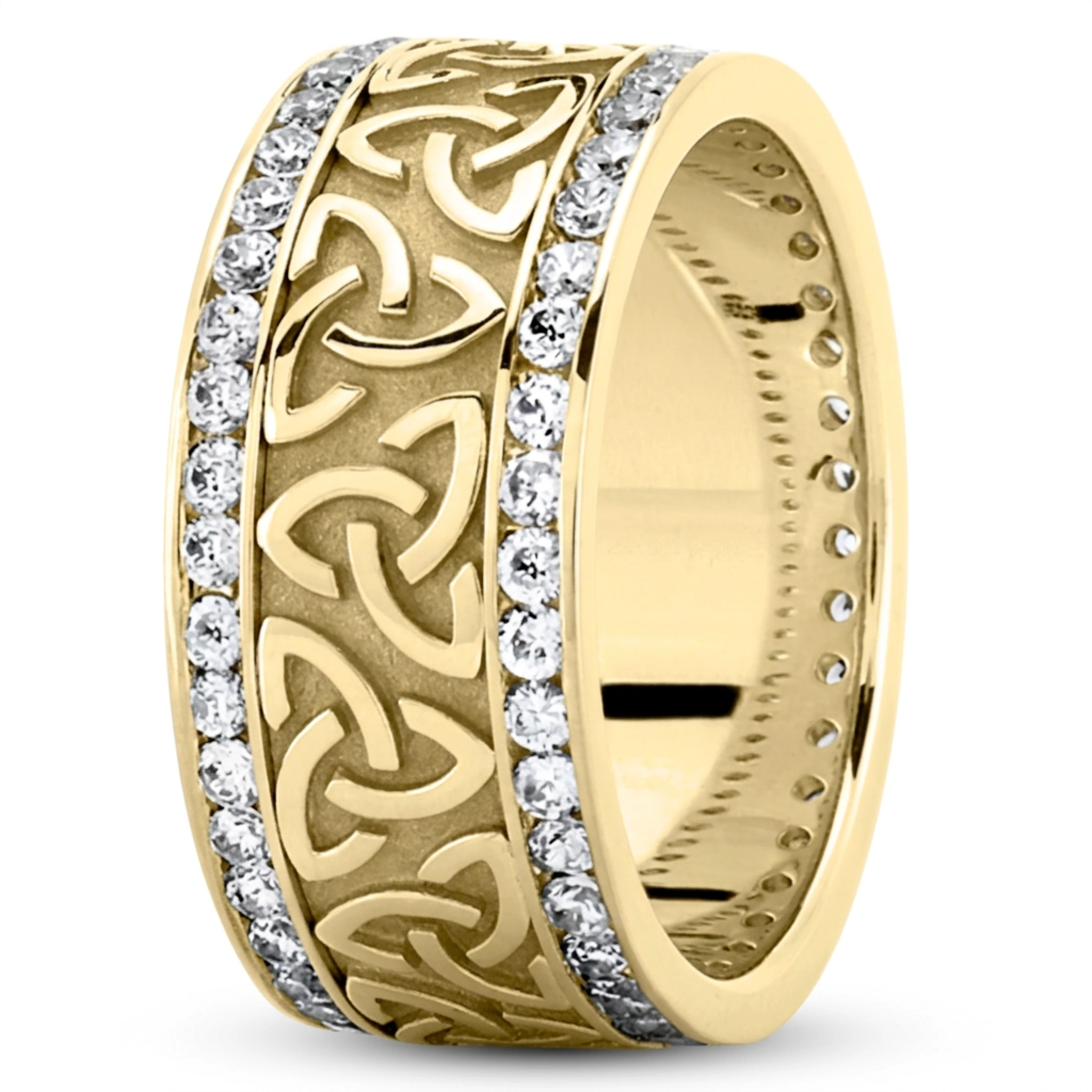 10K yellow gold 9mm. high polish All-Around-Diamond-Celtic-Wedding-Ring - alternate view 4