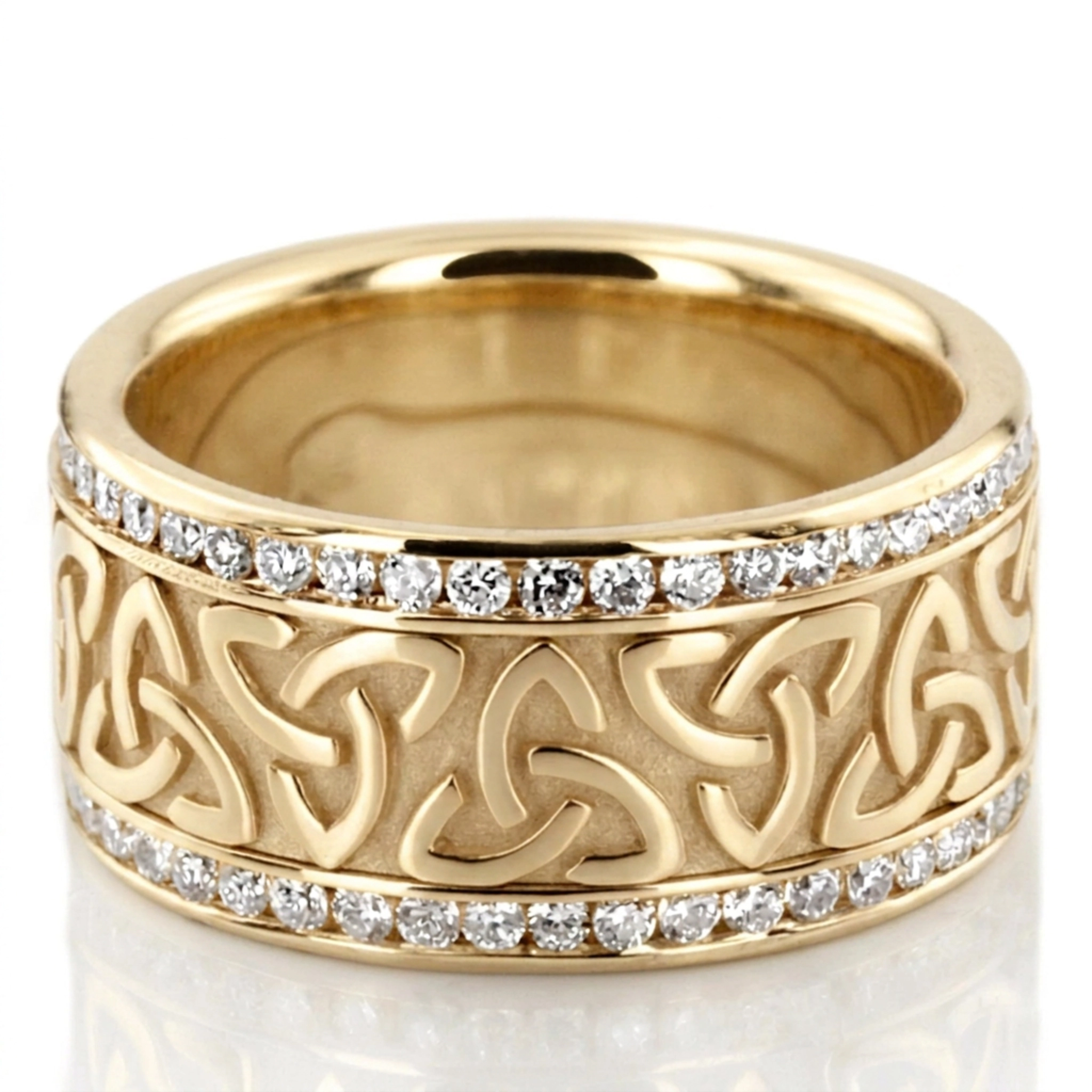 10K yellow gold 9mm. high polish All-Around-Diamond-Celtic-Wedding-Ring - alternate view 3