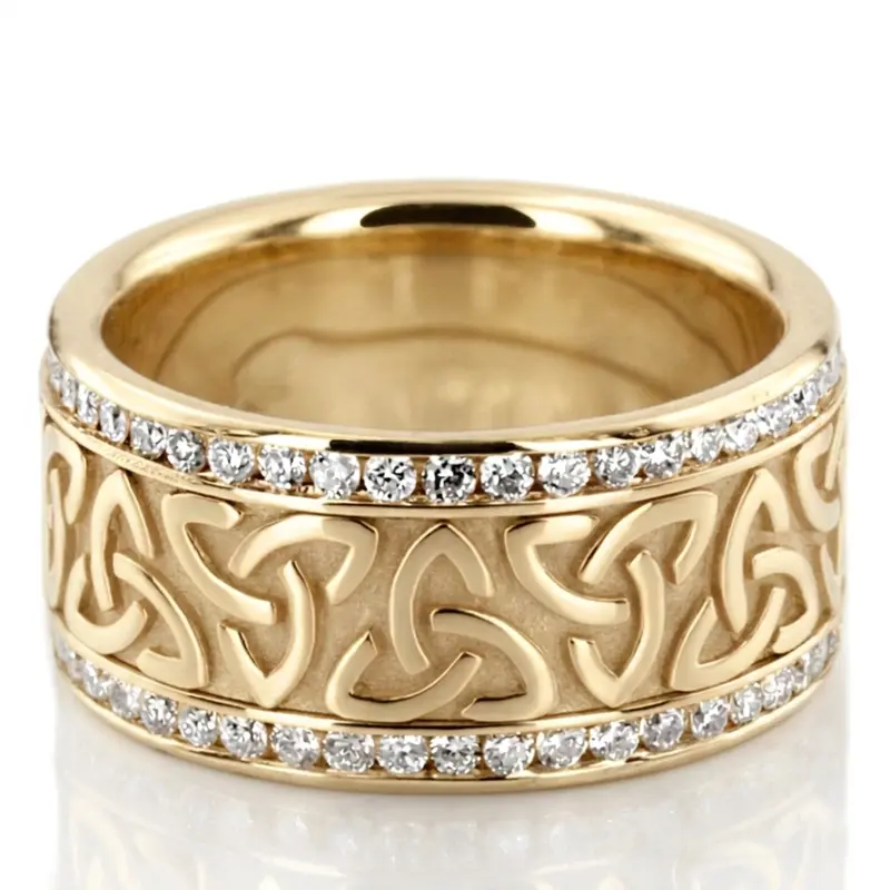 10K yellow gold 9mm. high polish All-Around-Diamond-Celtic-Wedding-Ring - alternate view 3