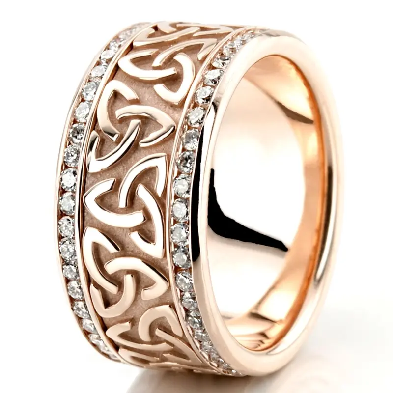 10K pink gold 9mm. high polish All-Around-Diamond-Celtic-Wedding-Ring - alternate view 8