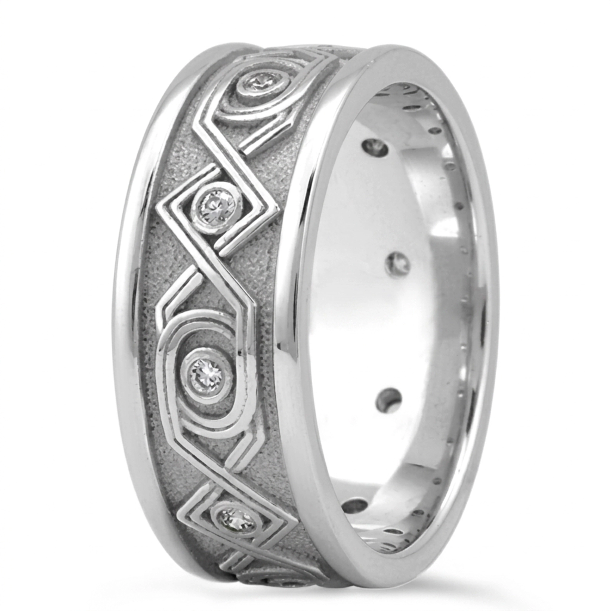 10K white gold 8.5mm. high polish Celtic-Knot-Diamond-Wedding-Ring - alternate view 2