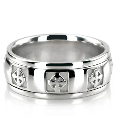 Pewter Celtic Cross Wedding Ring  - view 1 of 6
